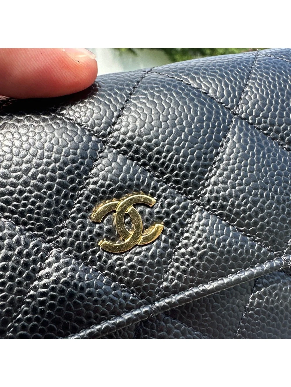 Chanel 2014 Black Caviar Quilted CC Long Flap Wallet Box